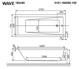 Гидромассажная ванна Whitecross Wave 0101.180080.100.RELAX.CR 180x80см Relax хром